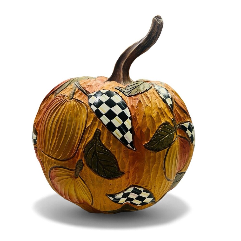 Mackenzie Childs Woodland Carved Pumpkin Medium